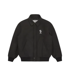 COLLARED VARSITY JACKET - BLACK