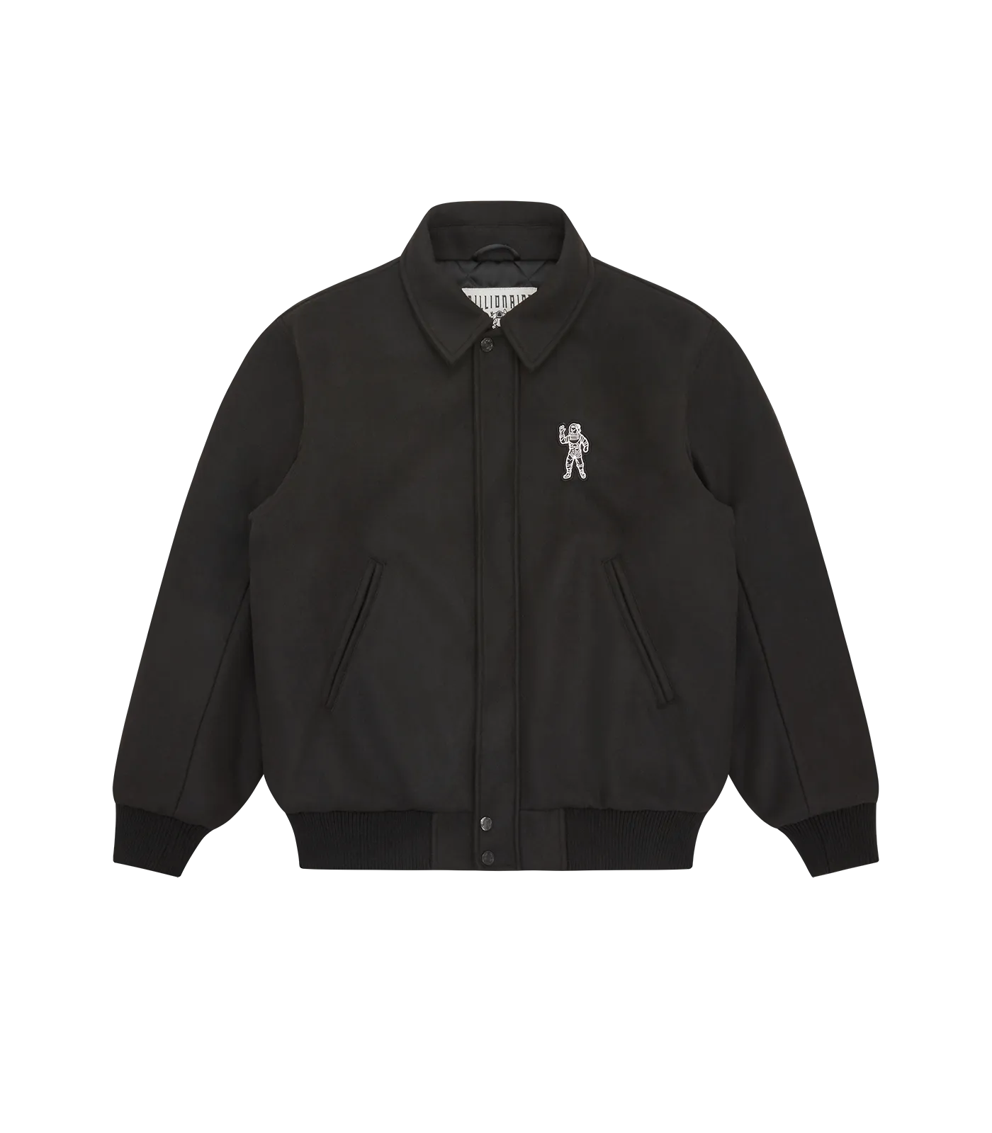 COLLARED VARSITY JACKET - BLACK