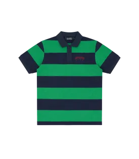 COLLEGIATE STRIPED POLO SHIRT - NAVY/GREEN