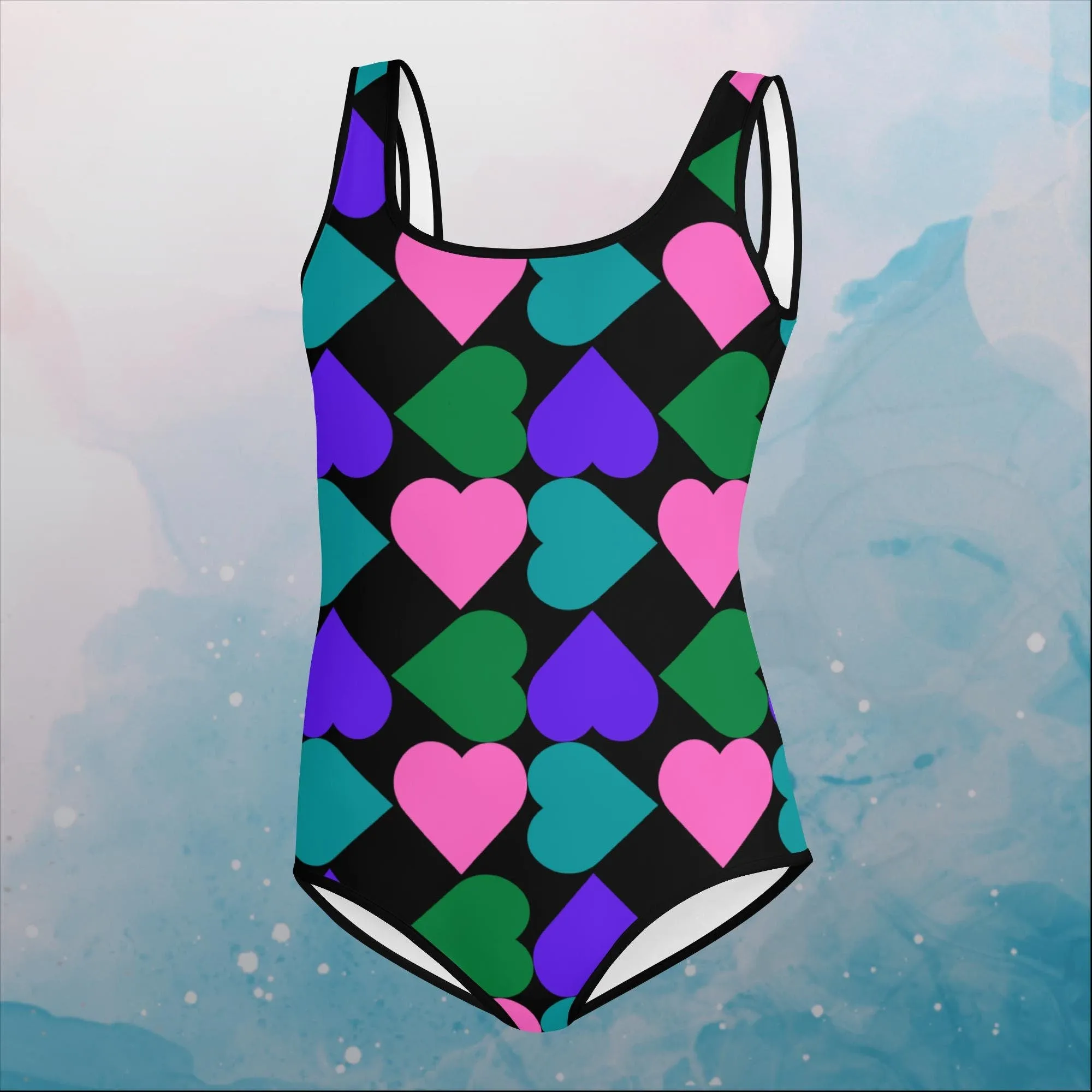 Covered in Hearts Youth One Piece Swimsuit