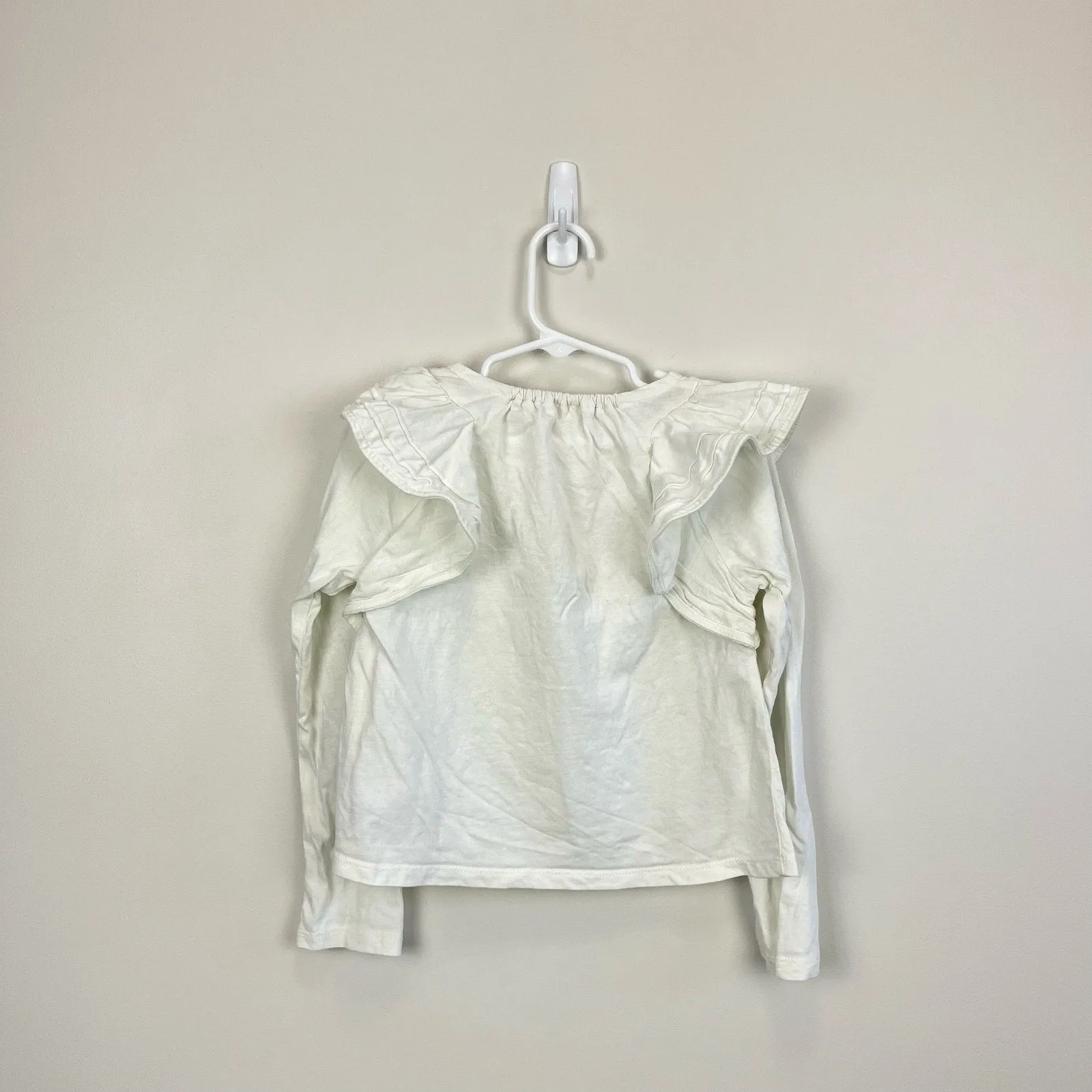 Crewcuts Long Sleeve Ivory Ruffle Top XS 4T/5T