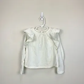 Crewcuts Long Sleeve Ivory Ruffle Top XS 4T/5T