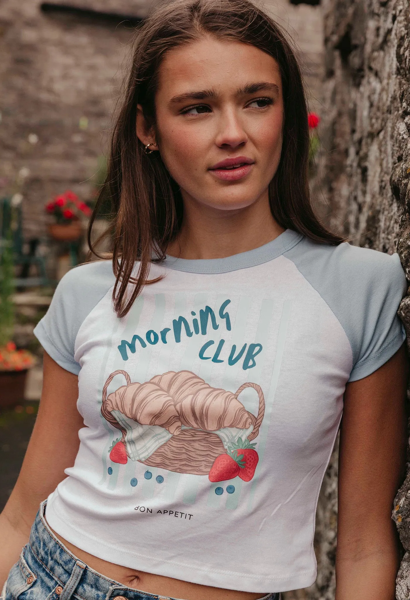 Croissants Printed Micro Rib Baby Tee