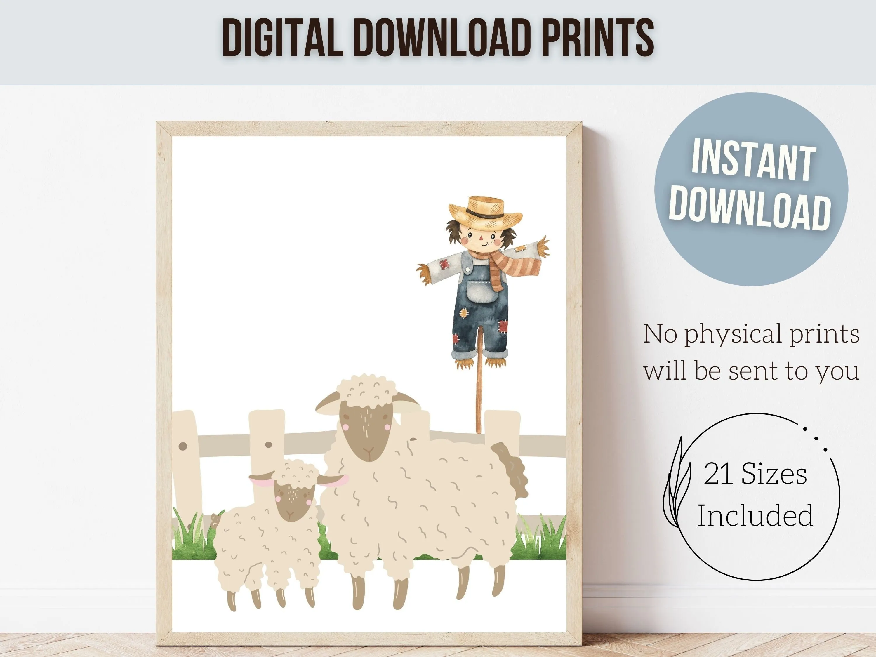 Cute Baby Farm Animal Nursery Prints