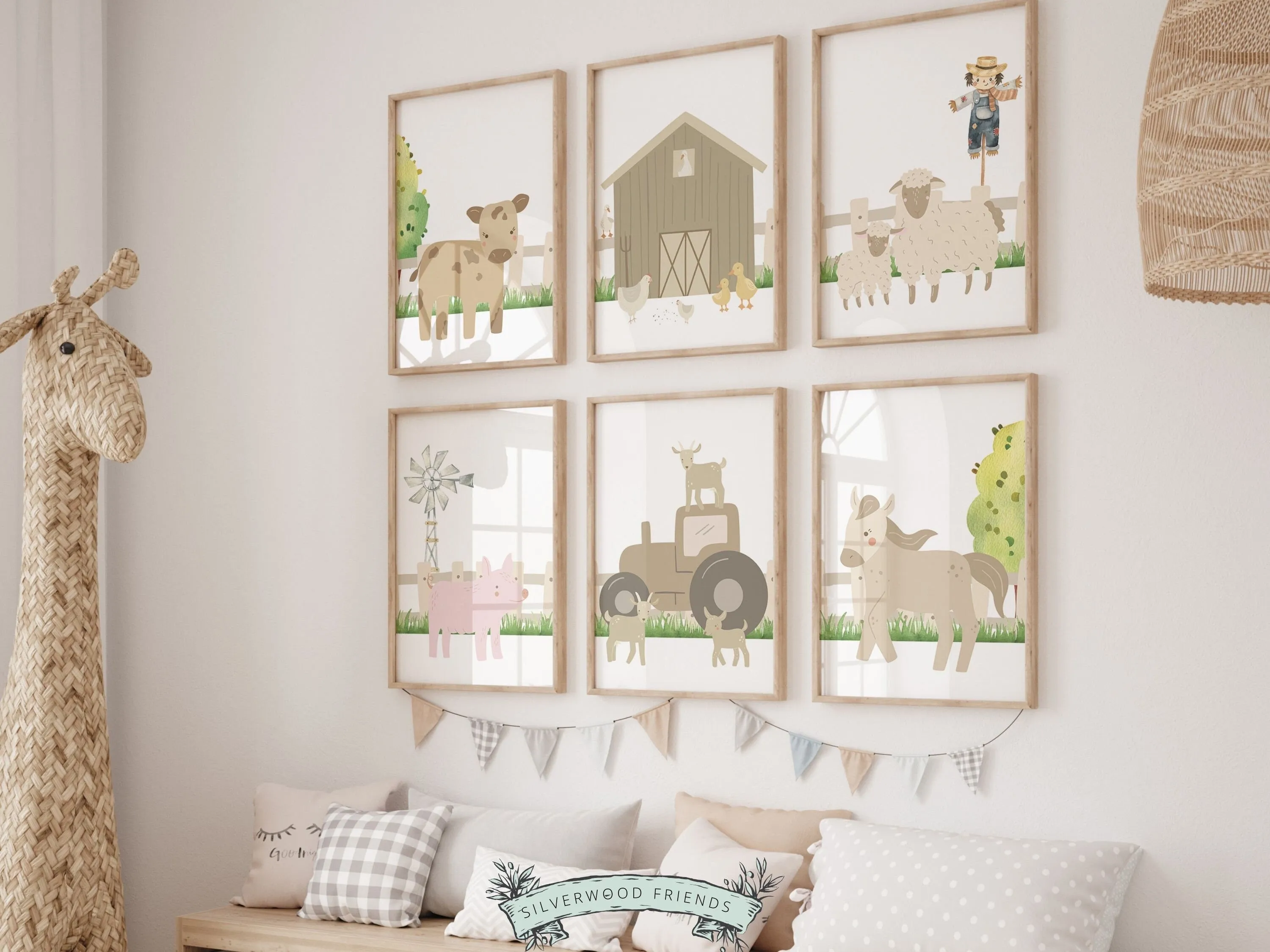 Cute Baby Farm Animal Nursery Prints