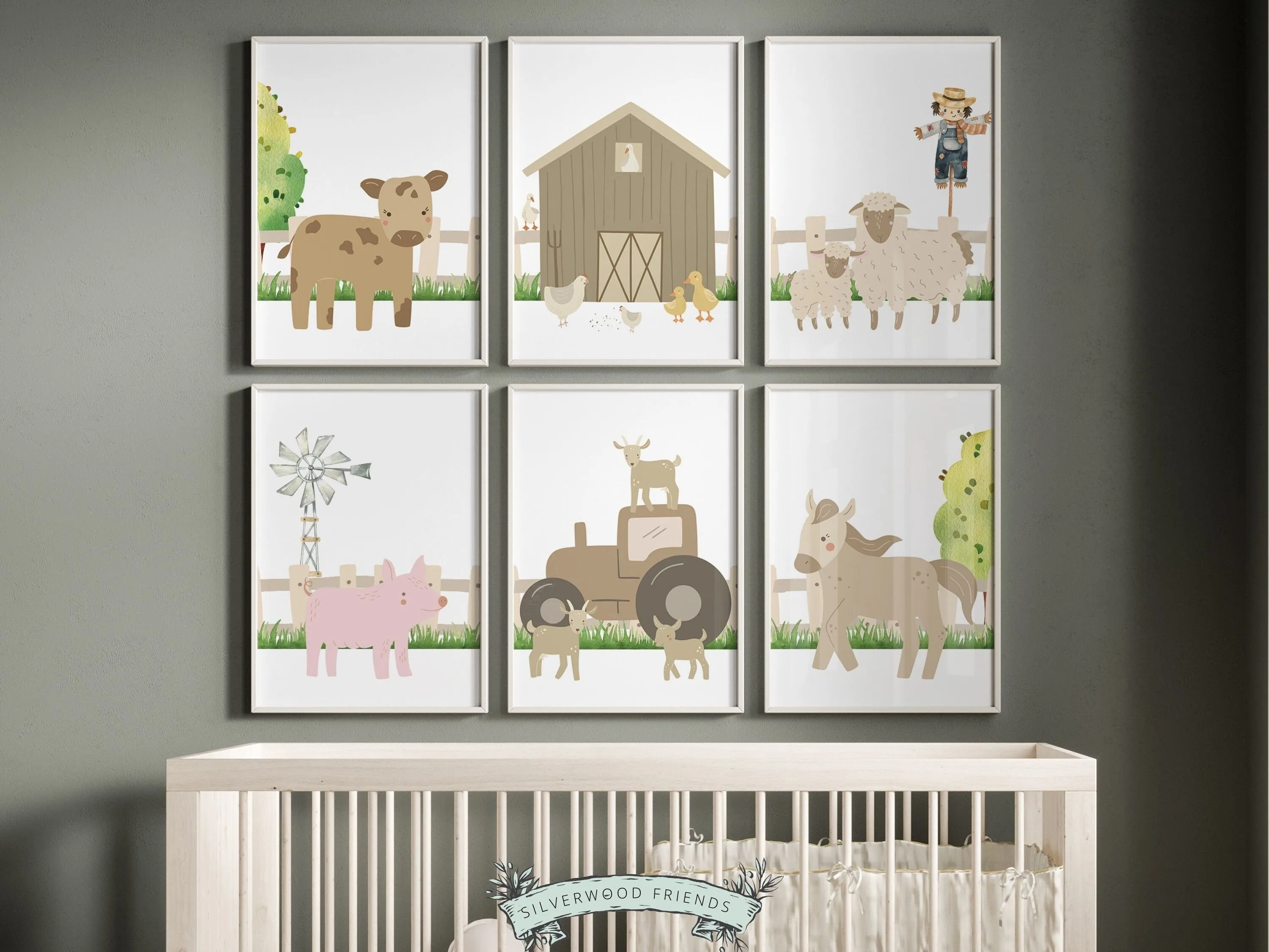 Cute Baby Farm Animal Nursery Prints