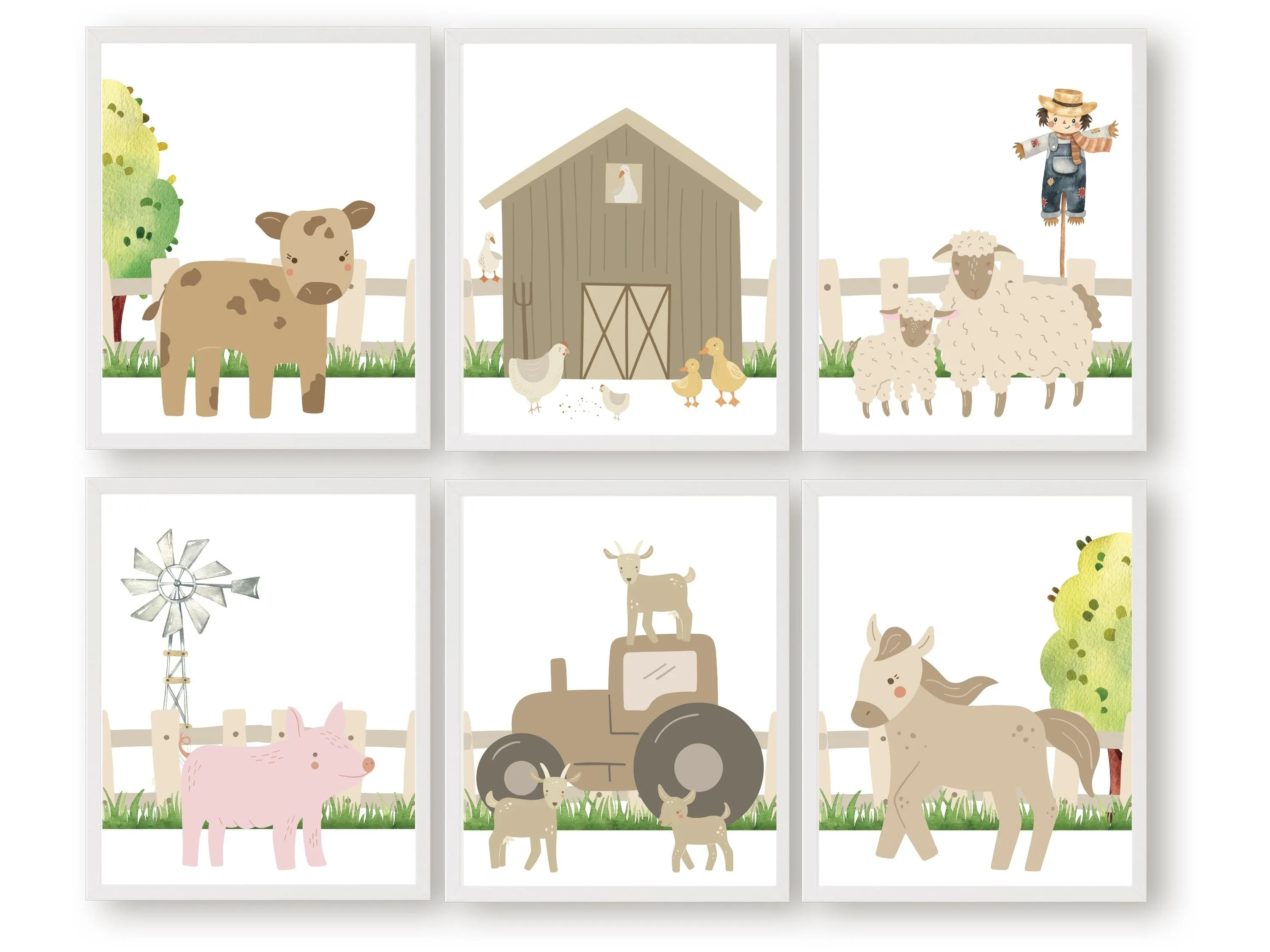 Cute Baby Farm Animal Nursery Prints