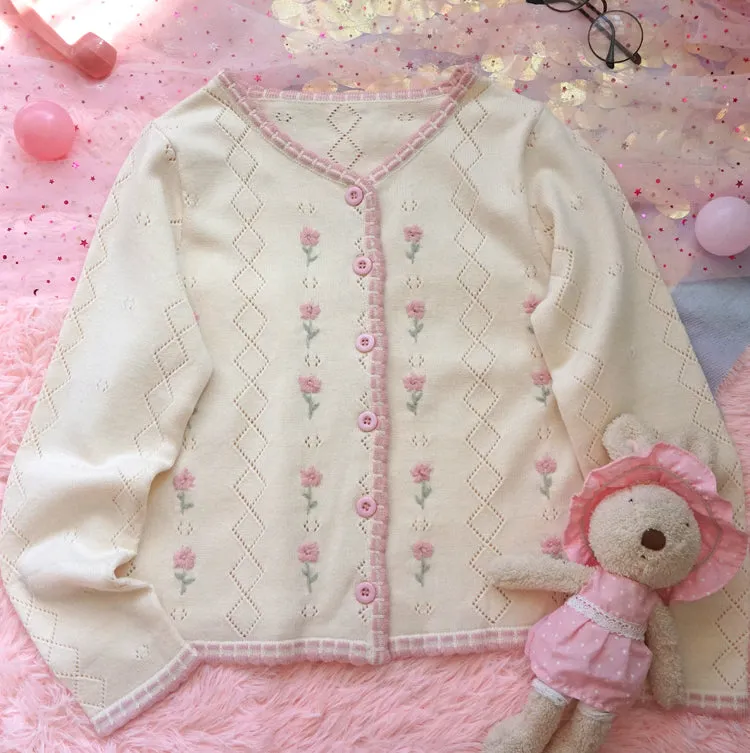 Cute embroidered knitted sweater PL52169