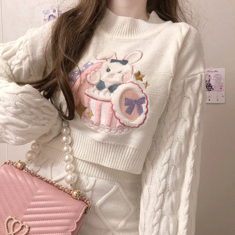 Cute Knitted two-piece sweater   skirt PL52837