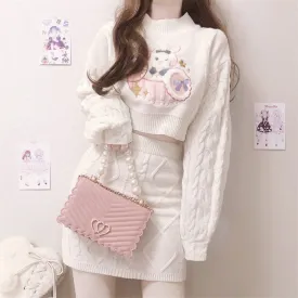 Cute Knitted two-piece sweater   skirt PL52837