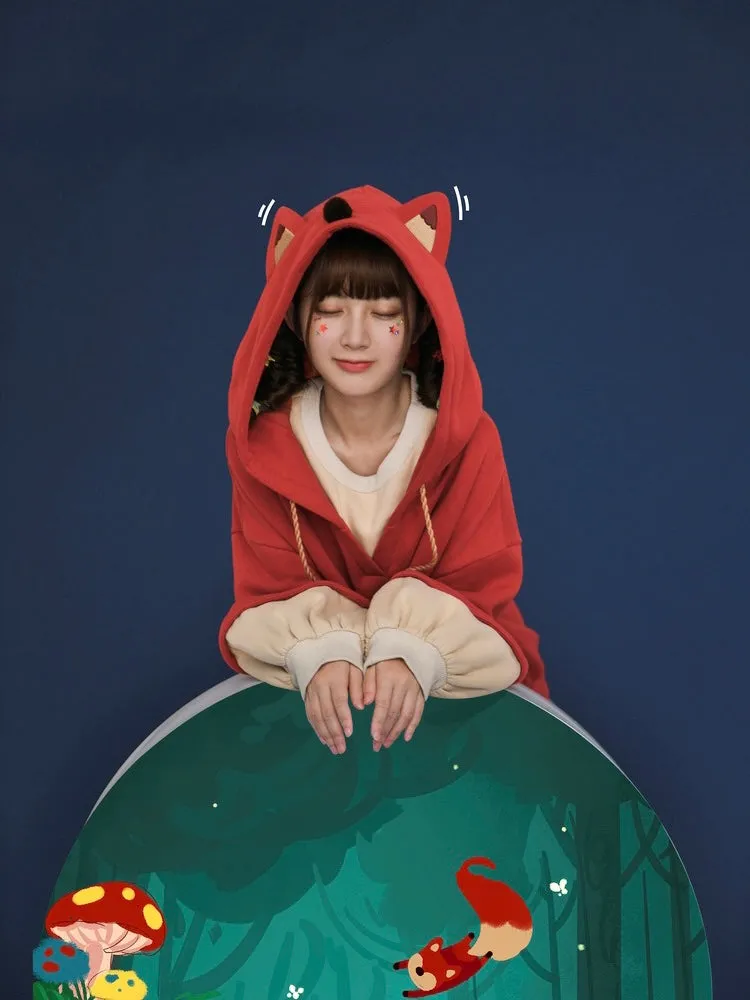 Cute Red Fox Intimate Two-Piece Hoodie