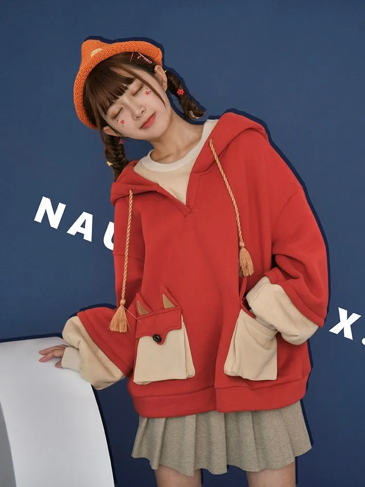 Cute Red Fox Intimate Two-Piece Hoodie