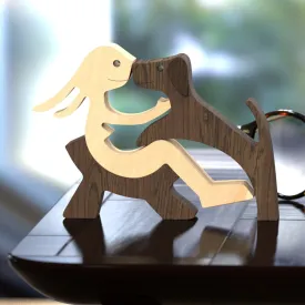 Cute Wood Crafted Dog Sculpture