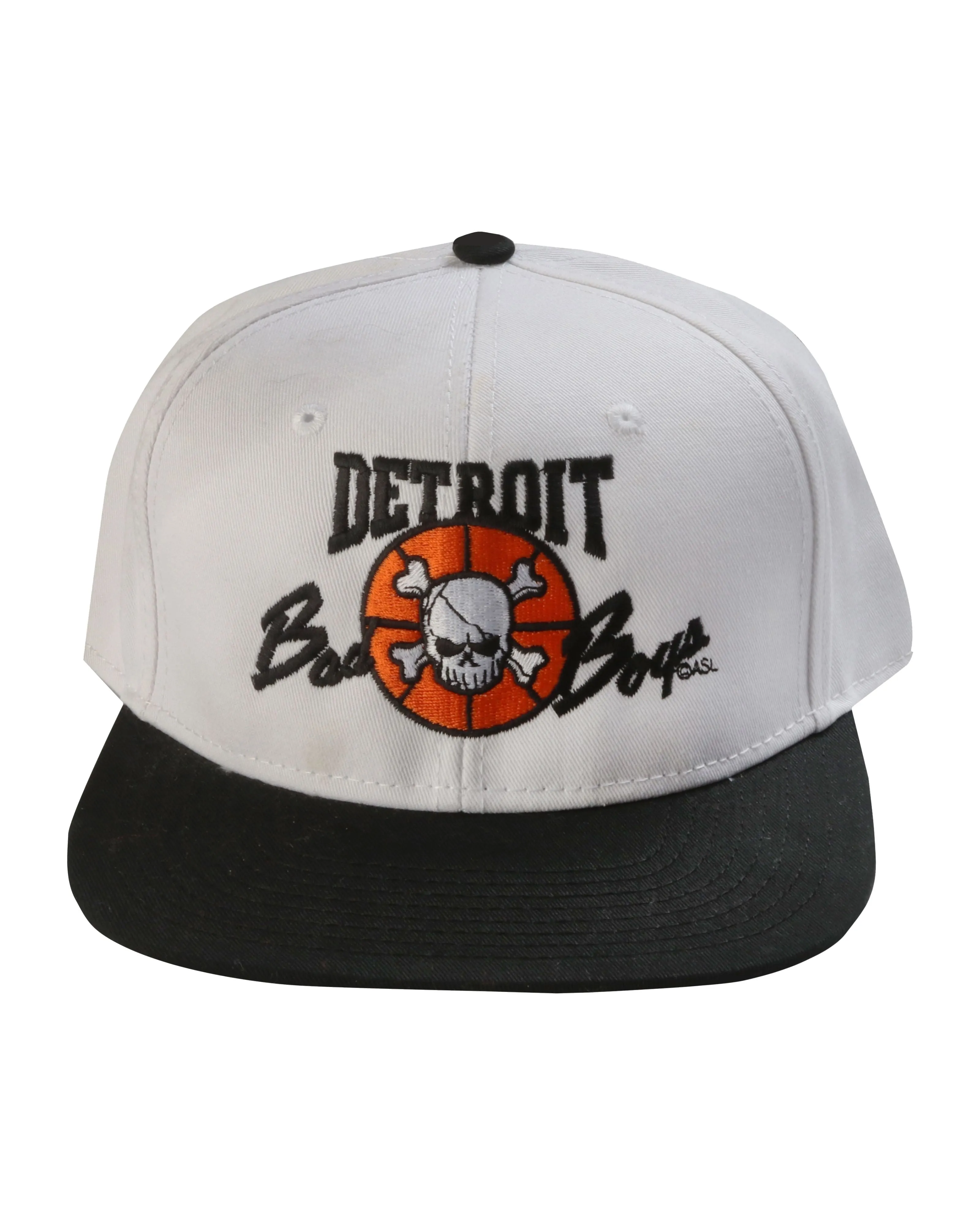 Detroit Bad Boys Flat Bill White-Blk Snapback Cap