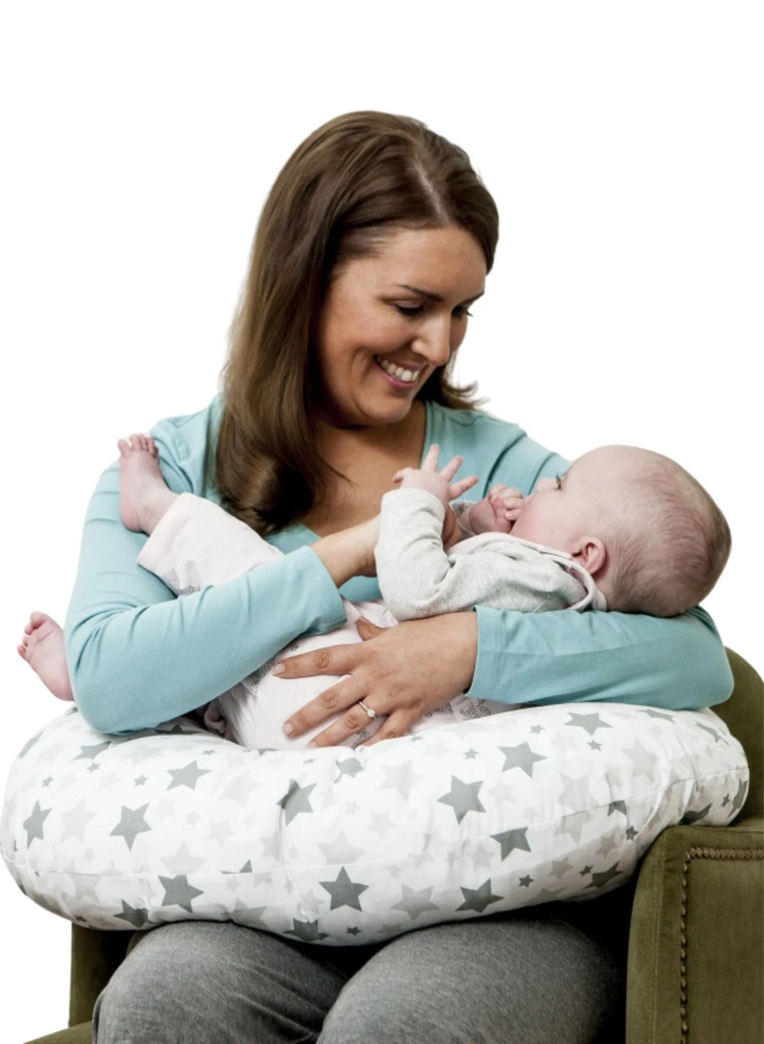 Dreamgenii Breastfeeding Nursing Pillow - Grey Star