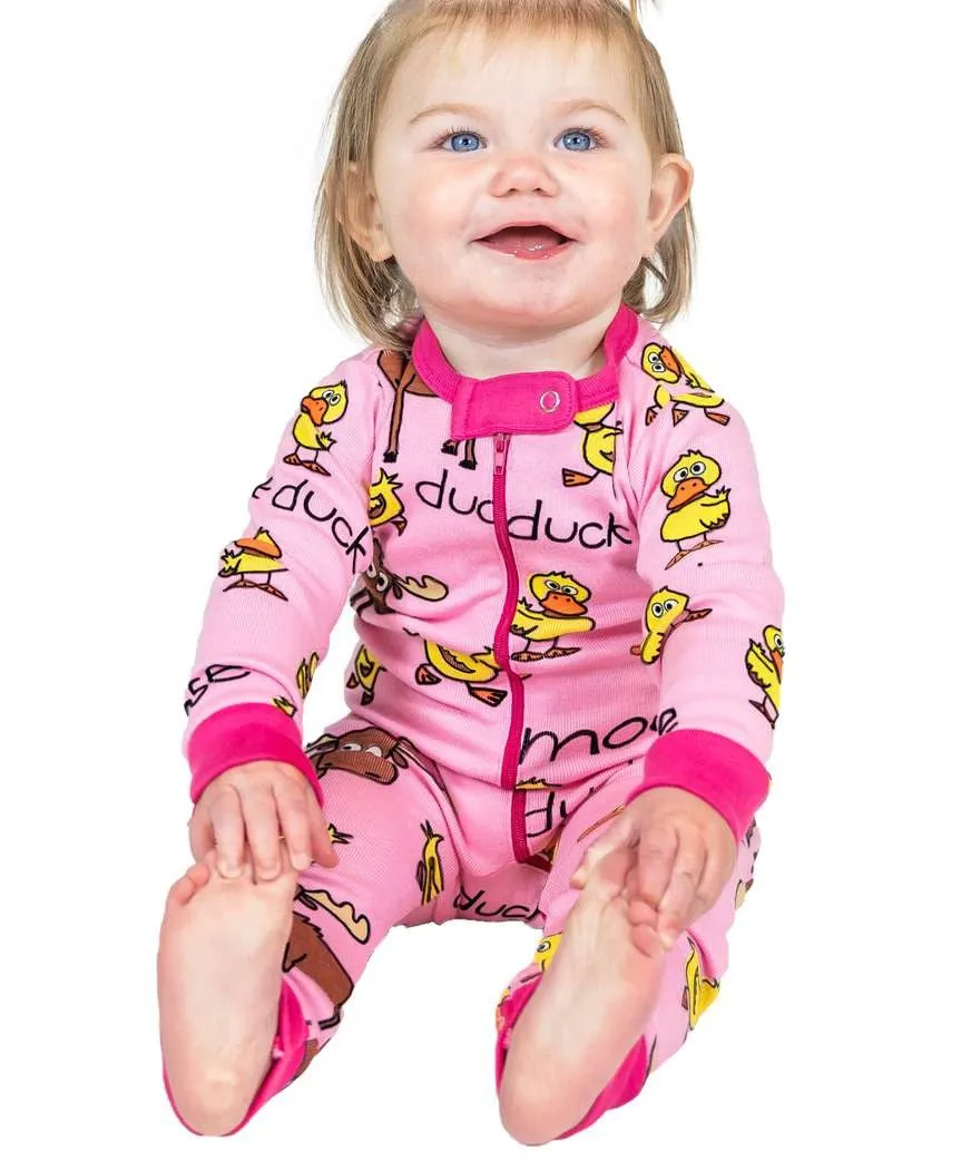 Duck Duck Moose Pink Infant Union Suit