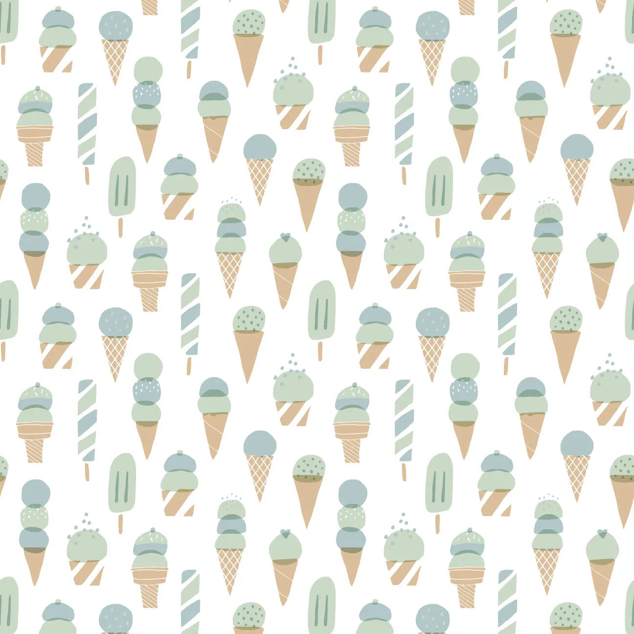 Fitted Crib Sheet - Ice Cream Mint & Blue