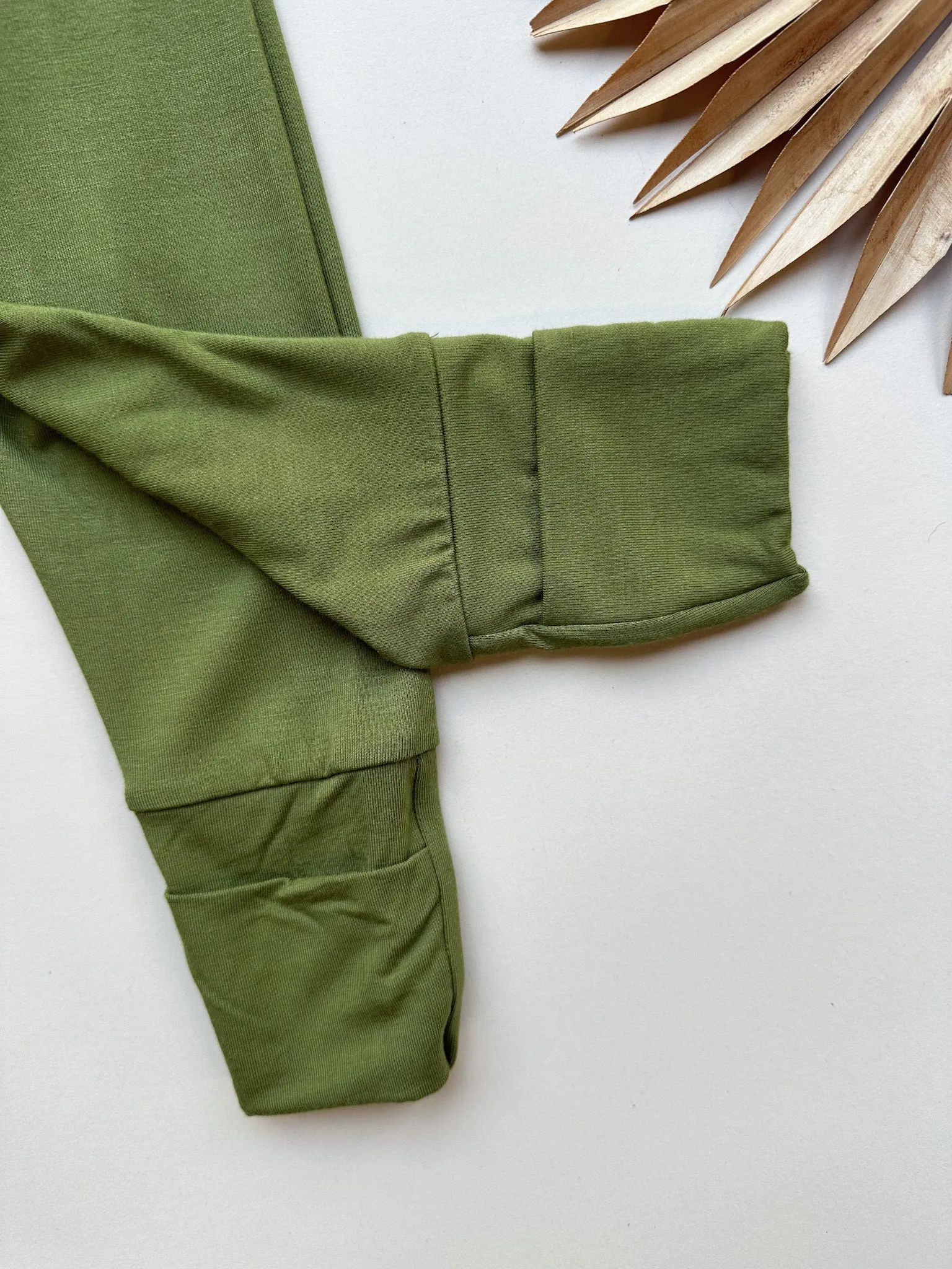 Fold-Over Footie Leggings | Baby & Toddler | Luxury Bamboo | Olive