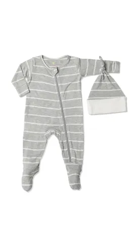 Footie 2-Piece - Heather Grey Stripe