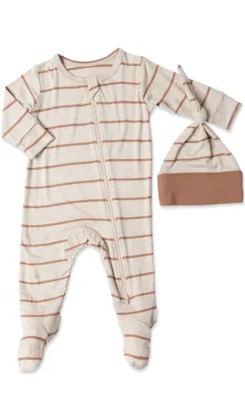 Footie 2-Piece - Mocha Stripe