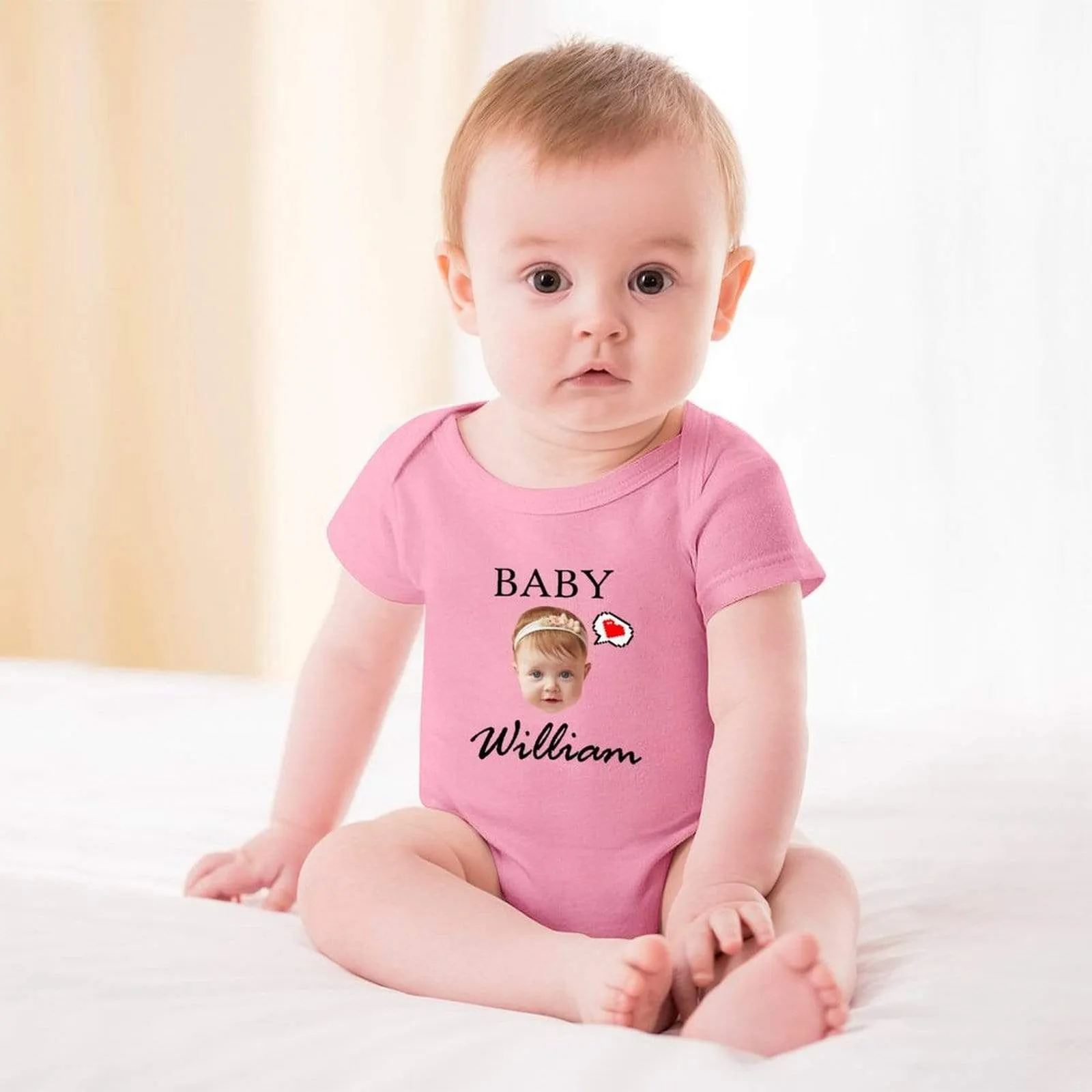 #For 3M-2T Personalized Girls Boys Baby Jumpsuit Custom Face&Name Angel Baby Bubble Romper Newborn Baby Bodysuit