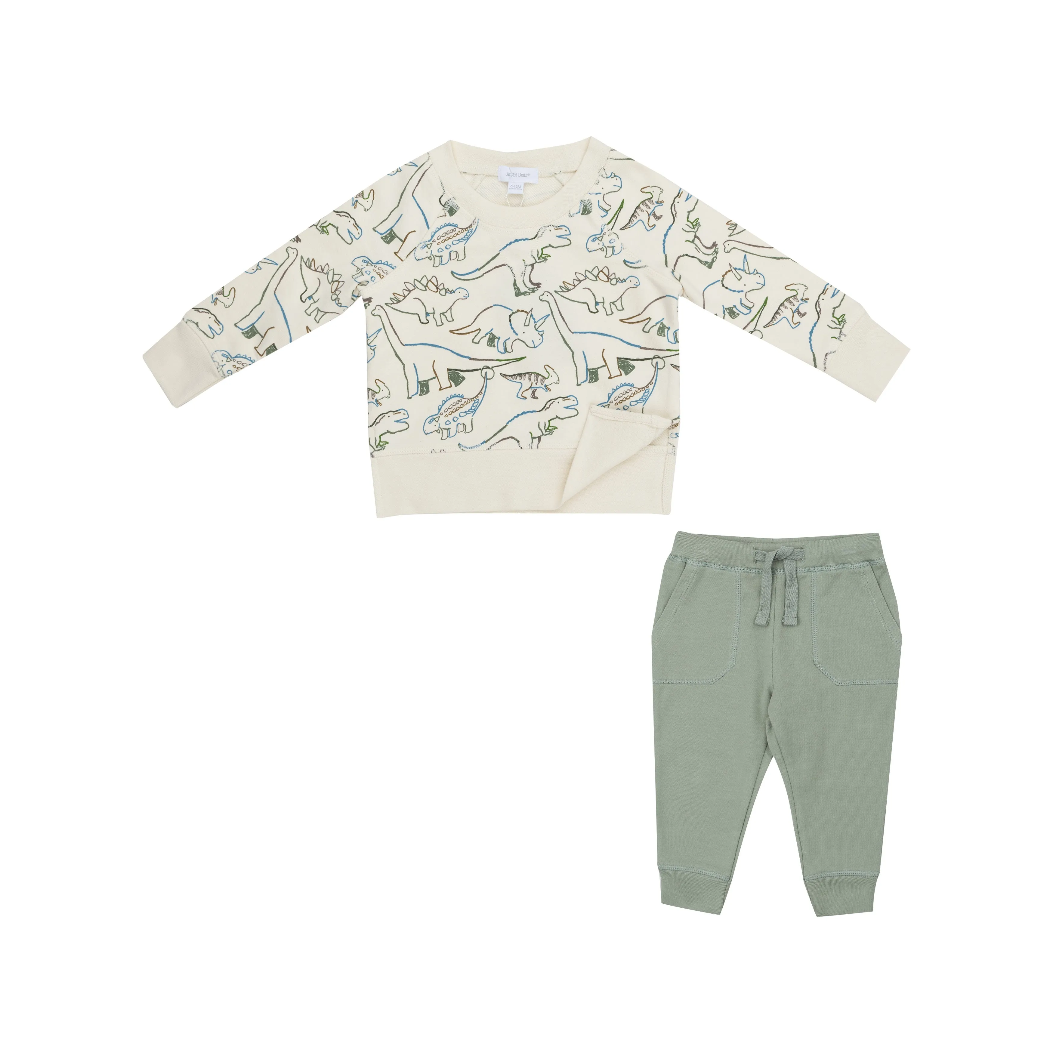 French Terry Artsy Dinos Raglan Sweatshirt & Jogger Set