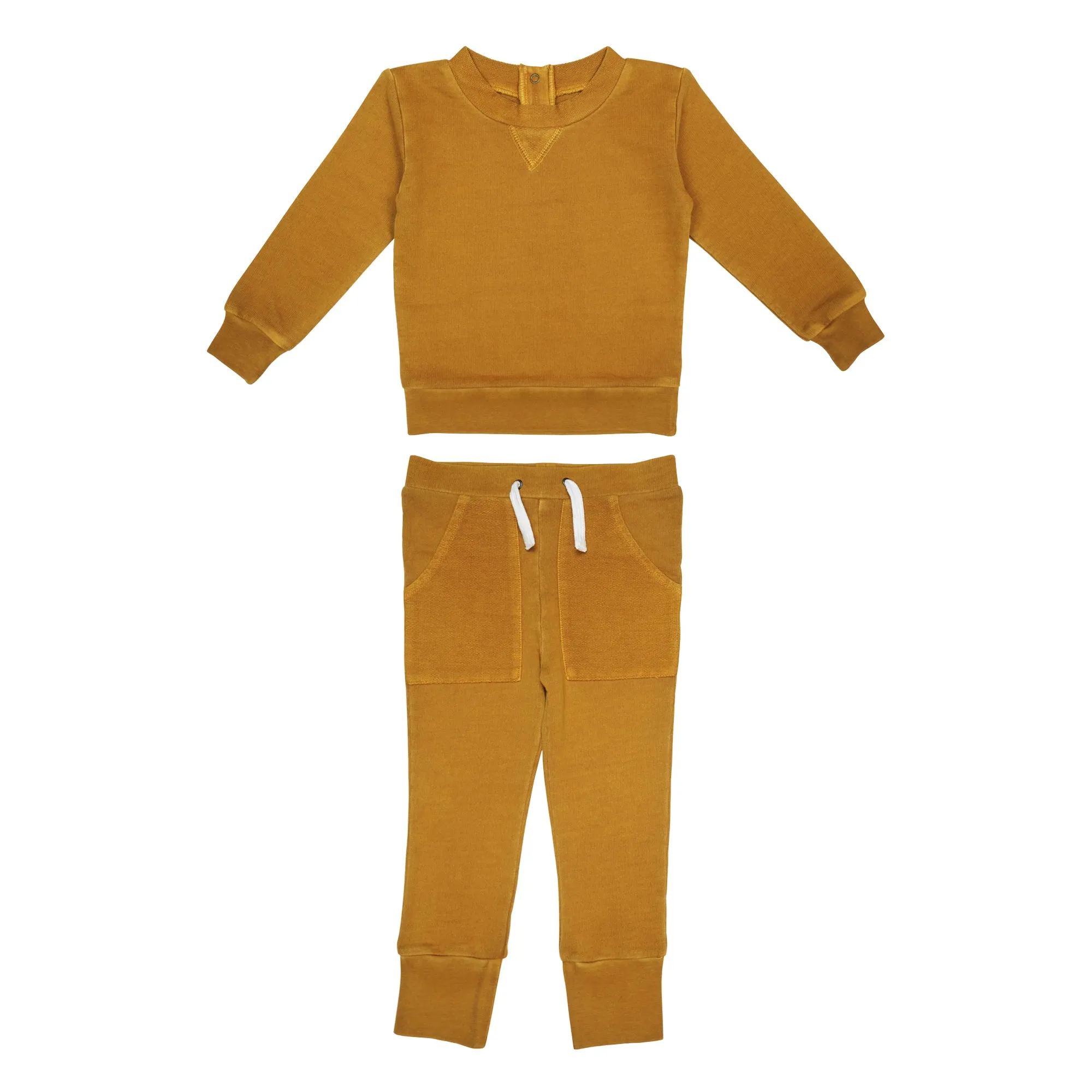 French Terry Sweatshirt & Jogger Set in Butterscotch