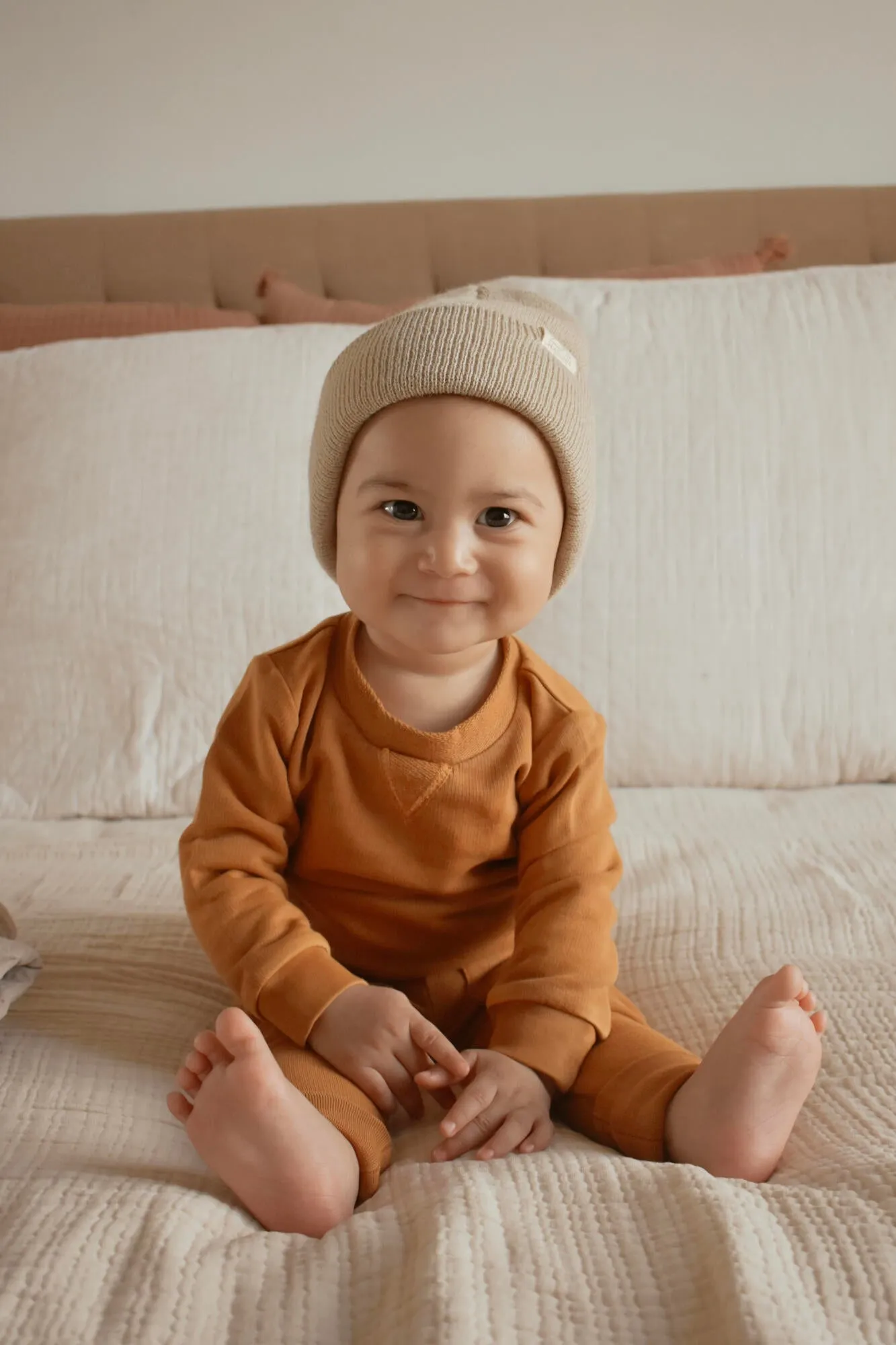 French Terry Sweatshirt & Jogger Set in Butterscotch