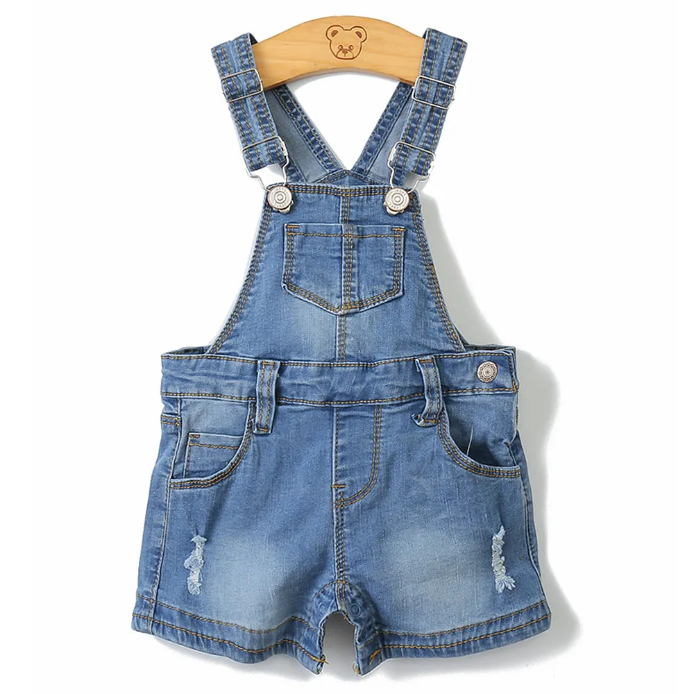 Girls Boys Big Bibs Light Blue Summer Jeans Shortalls