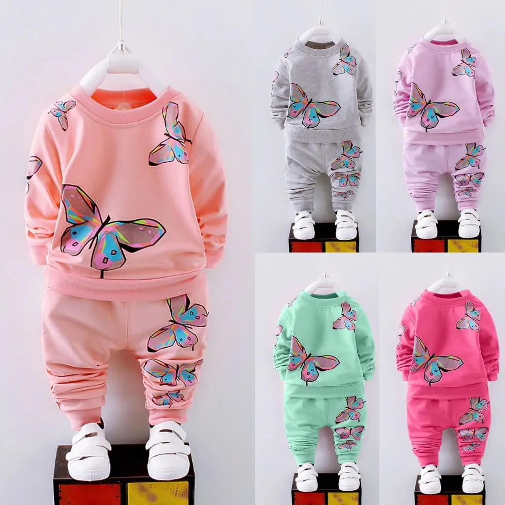 Girls Butterfly Print 2 Pcs Set