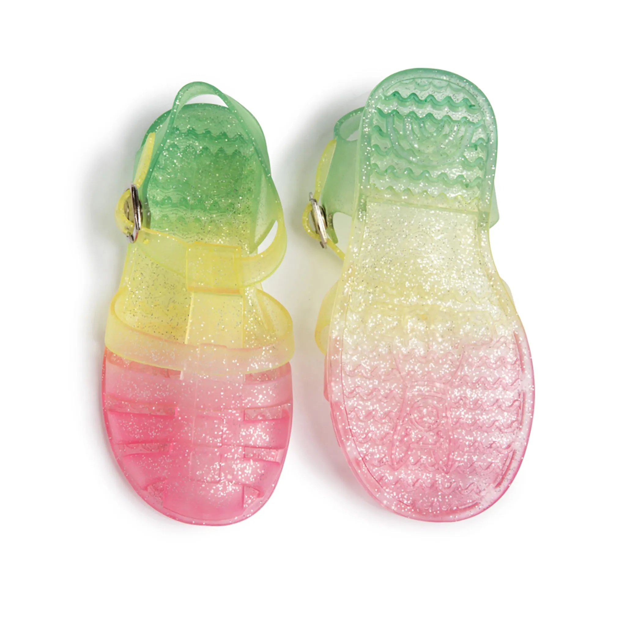 Girls Jelly Sandals in Rainbow Glitter - Right Above