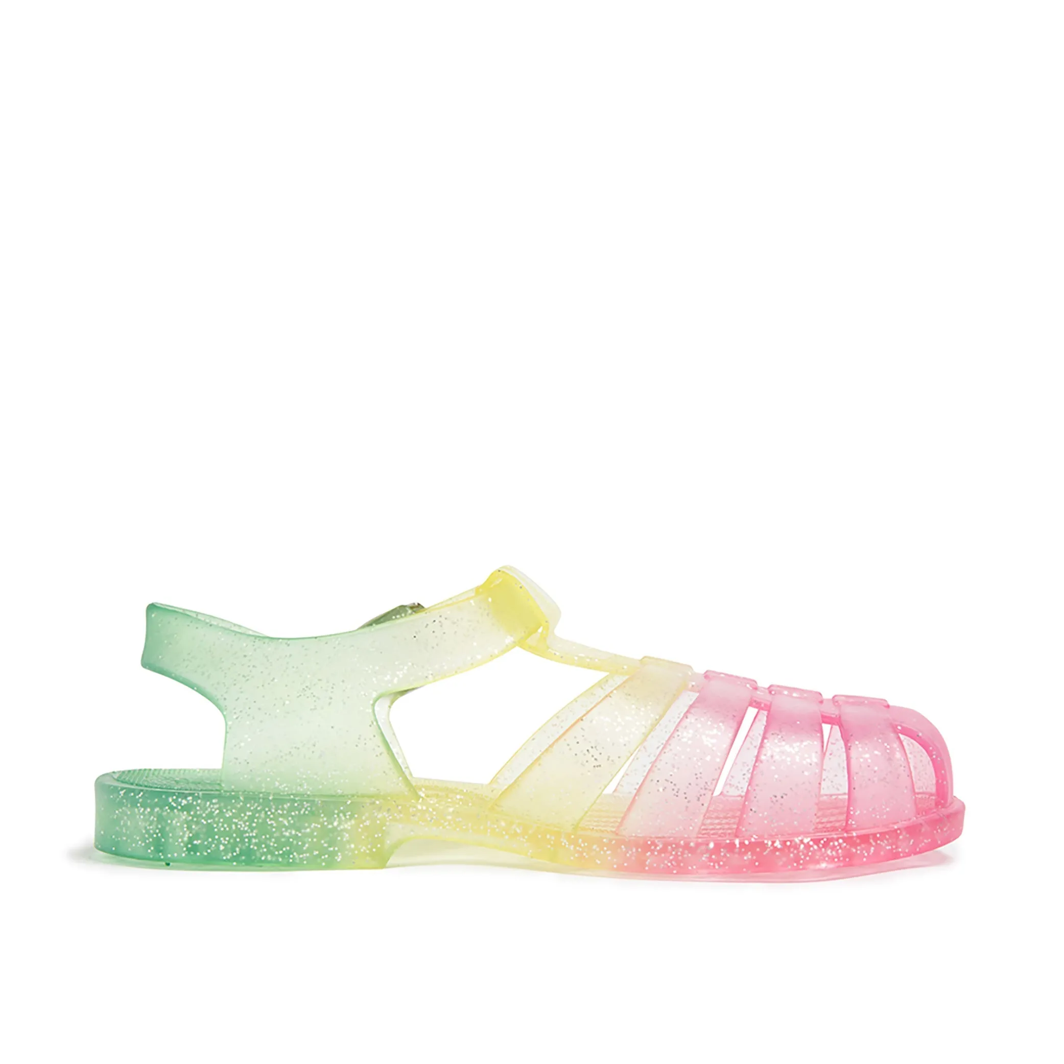 Girls Jelly Sandals in Rainbow Glitter - Right Above