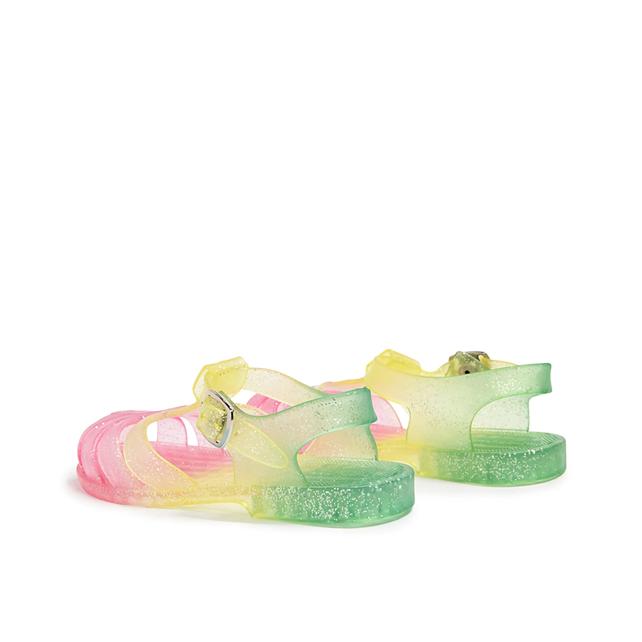 Girls Jelly Sandals in Rainbow Glitter - Right Above