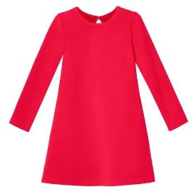 Girls Lightweight Soft Cotton Fleece A-Line Dress| Candy Apple