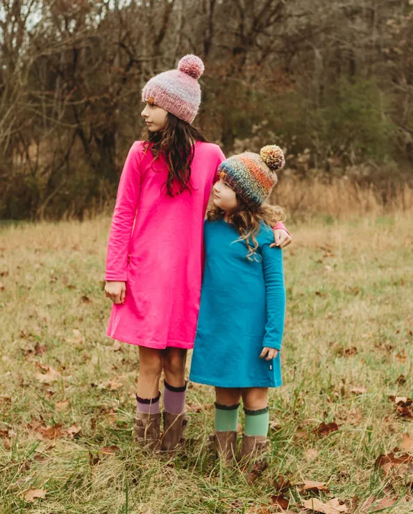 Girls Lightweight Soft Cotton Fleece A-Line Dress| Candy Apple