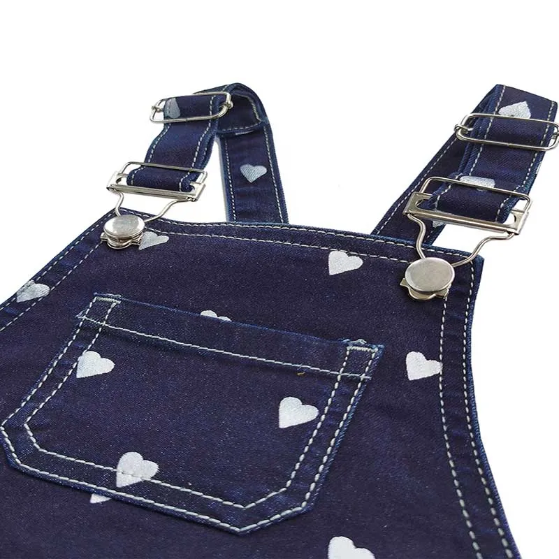 Girls Love Shape Embroidered Denim Overall Dress