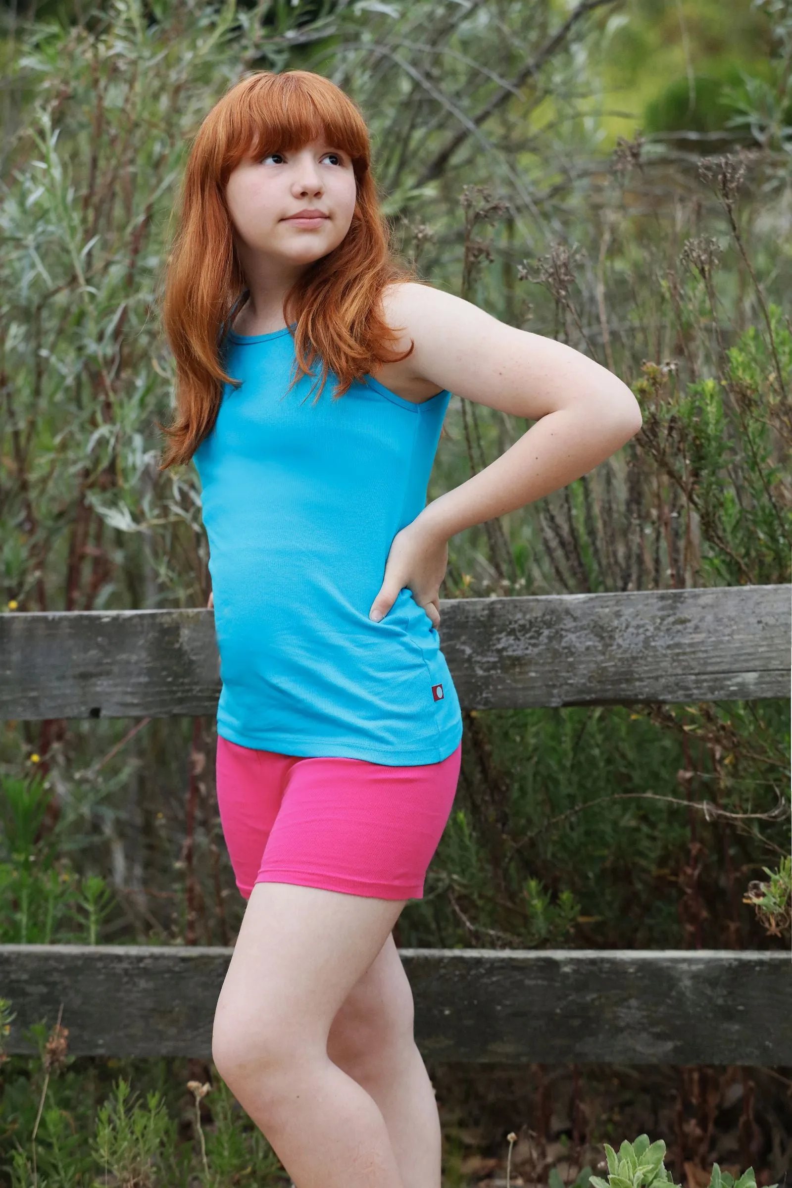 Girls Soft 100% Cotton Bike Shorts | Bright Light Blue