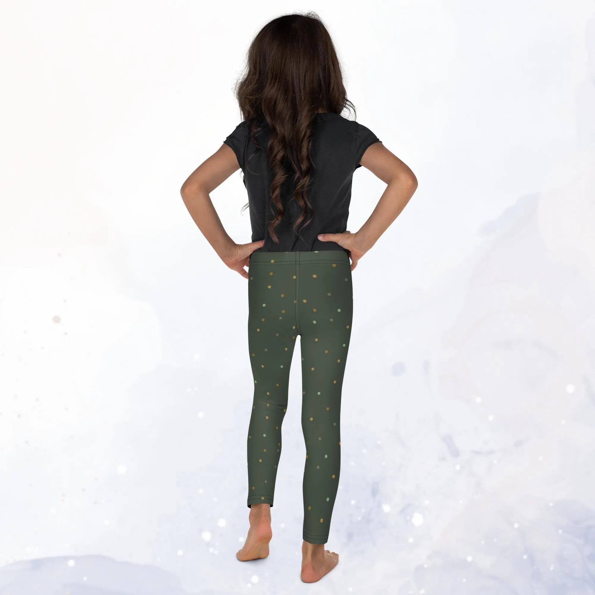 Green and Gold Polka Dot Kid's Leggings