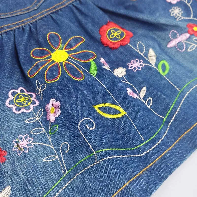 Infant Girls Embroidered Flower Overalls Dress