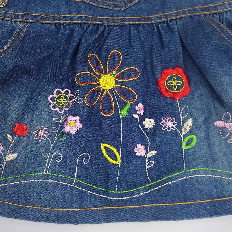 Infant Girls Embroidered Flower Overalls Dress