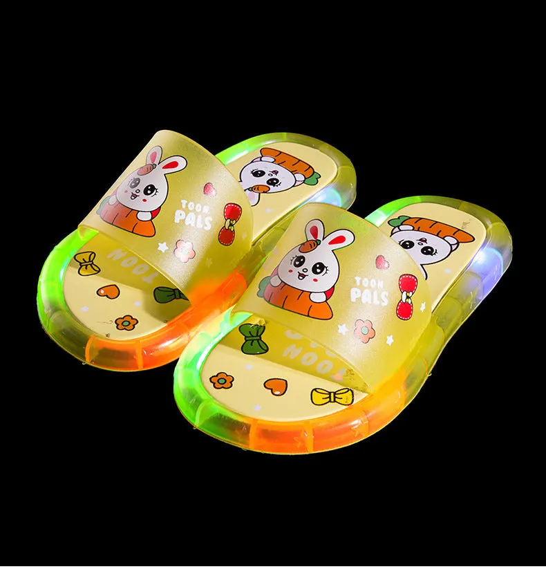 Internet celebrity luminous children's slippers, fashionable crystal slippers with shining lights, bright sandals for boys and girls