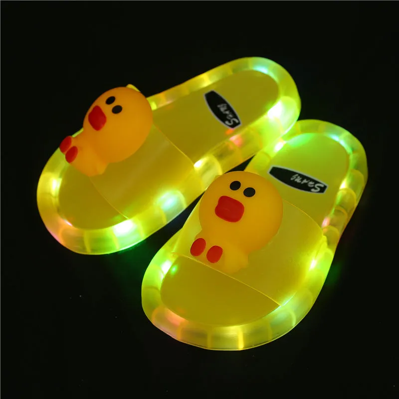 Internet celebrity luminous children's slippers, fashionable crystal slippers with shining lights, bright sandals for boys and girls