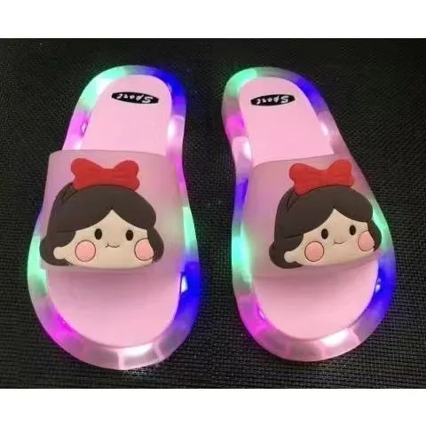 Internet celebrity luminous children's slippers, fashionable crystal slippers with shining lights, bright sandals for boys and girls