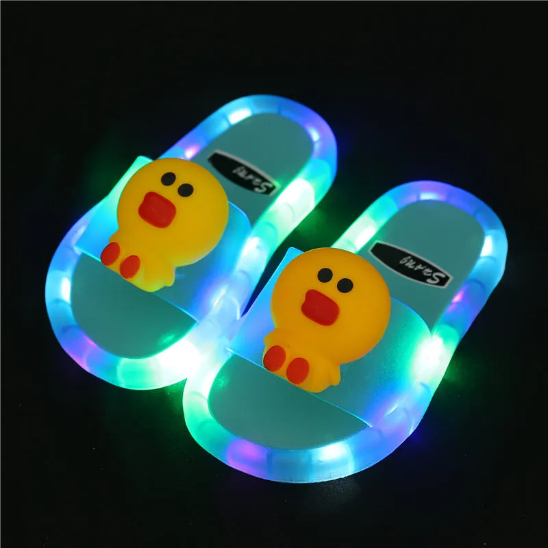 Internet celebrity luminous children's slippers, fashionable crystal slippers with shining lights, bright sandals for boys and girls