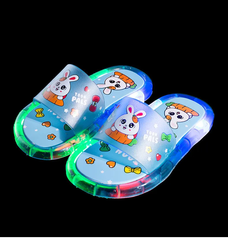 Internet celebrity luminous children's slippers, fashionable crystal slippers with shining lights, bright sandals for boys and girls