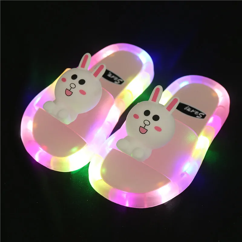 Internet celebrity luminous children's slippers, fashionable crystal slippers with shining lights, bright sandals for boys and girls