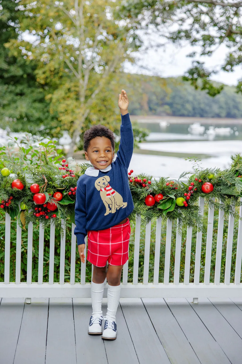 Isaac's Intarsia Sweater - Nantucket Navy with Dog Intarsia