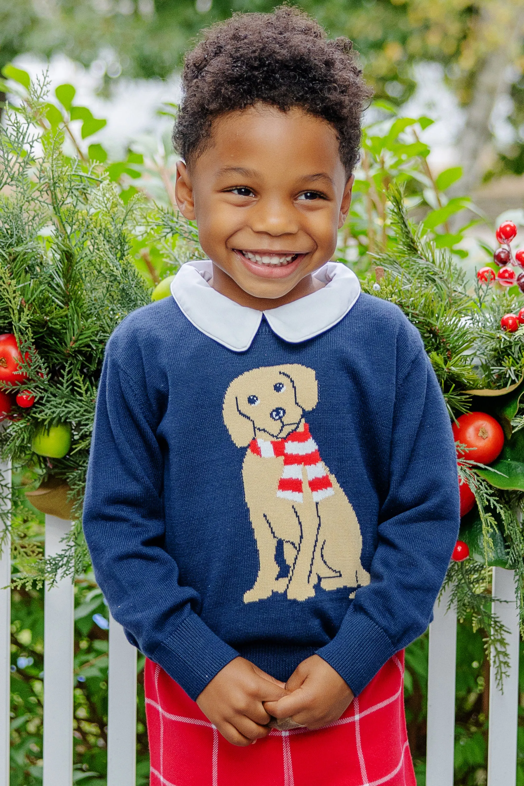 Isaac's Intarsia Sweater - Nantucket Navy with Dog Intarsia