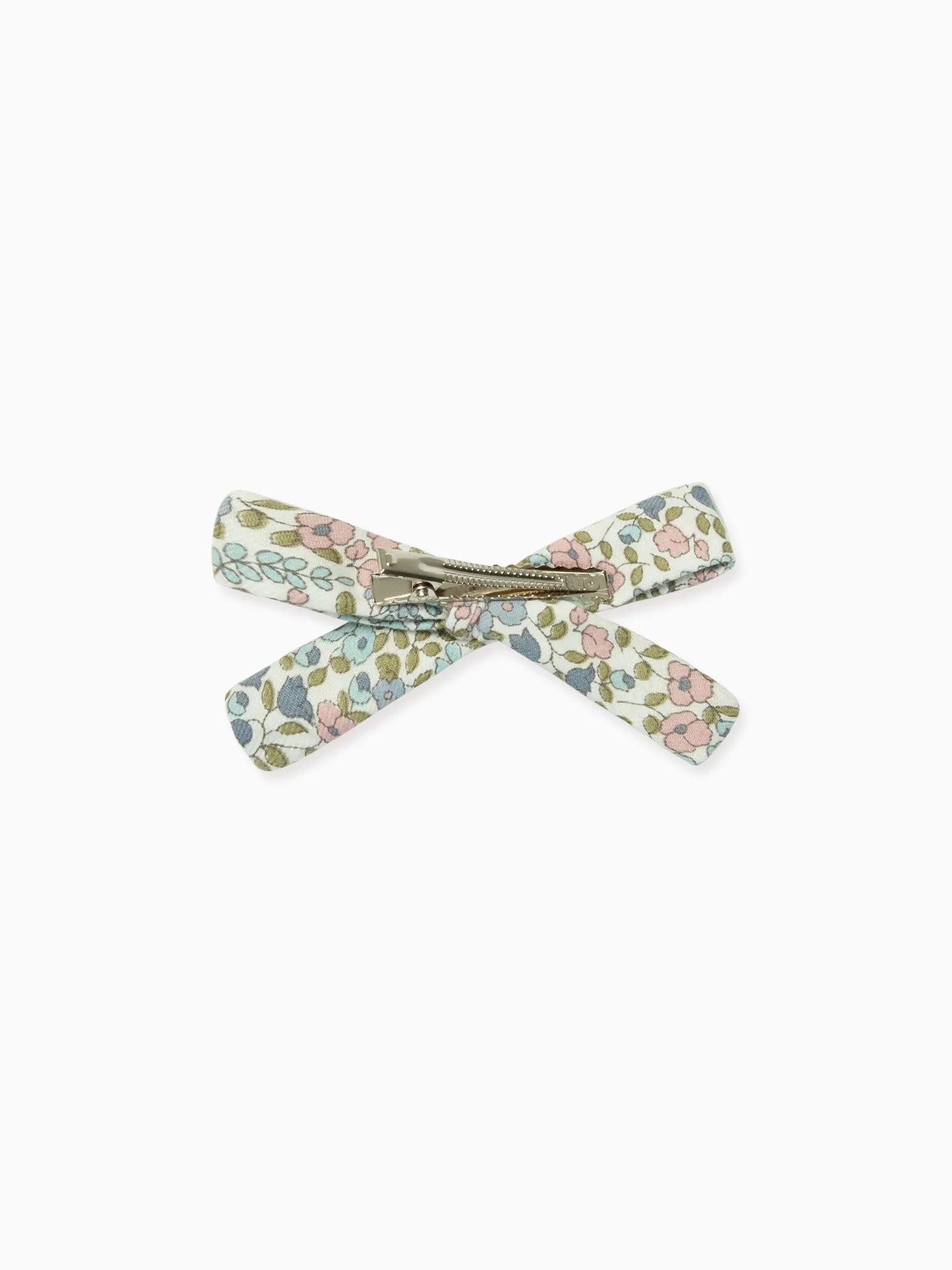 Ivory Floral Girl Soft Ribbon Bow Clip