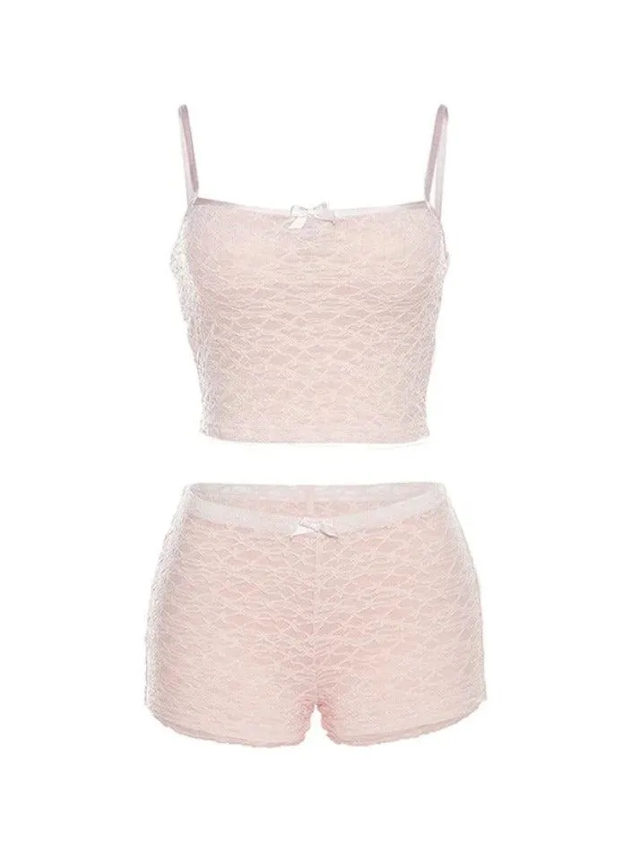 Lace Cami Top & High Rise Shorts Set